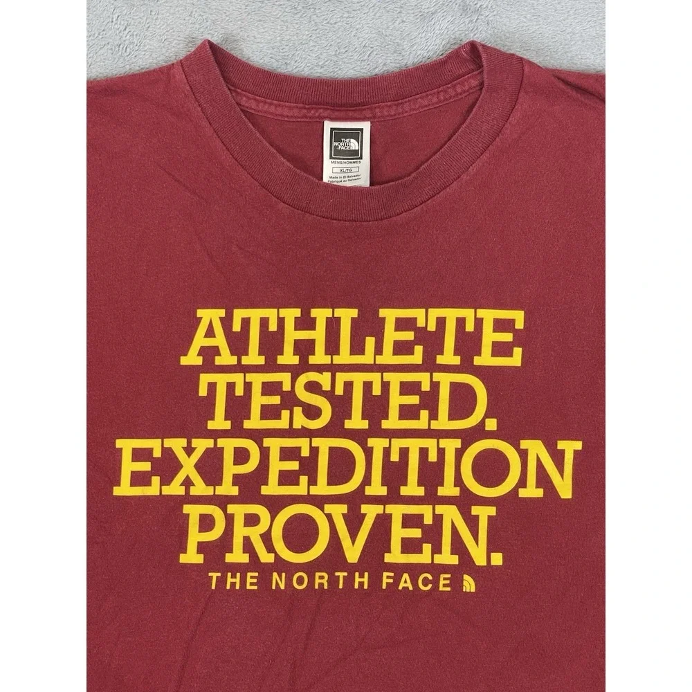 The North Face Shirt Mens XL Red Athlete Tested Expedition Proven‎ Spell Out